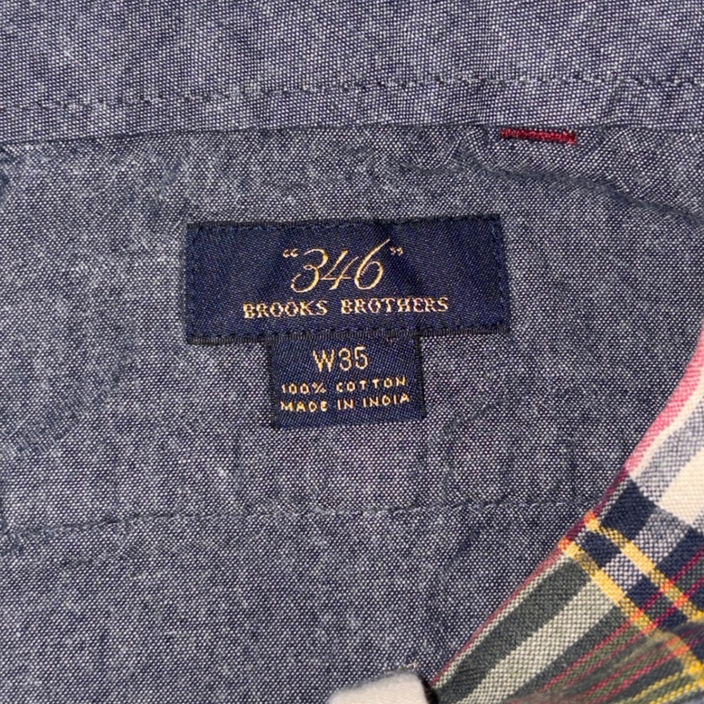 Brooks‎ Brothers 346 Plaid Cotton Shorts Men's W35 Classic Fit Casual Chino - Picture 3 of 6